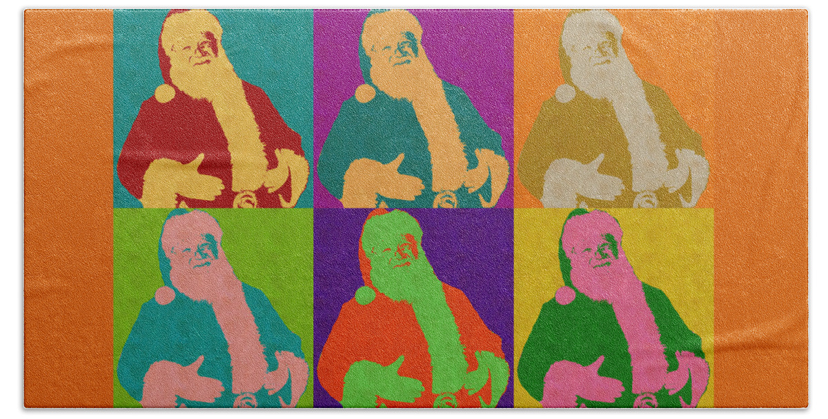 Santa Claus Beach Sheet featuring the digital art Santa Claus Andy Warhol Style by Anthony Murphy