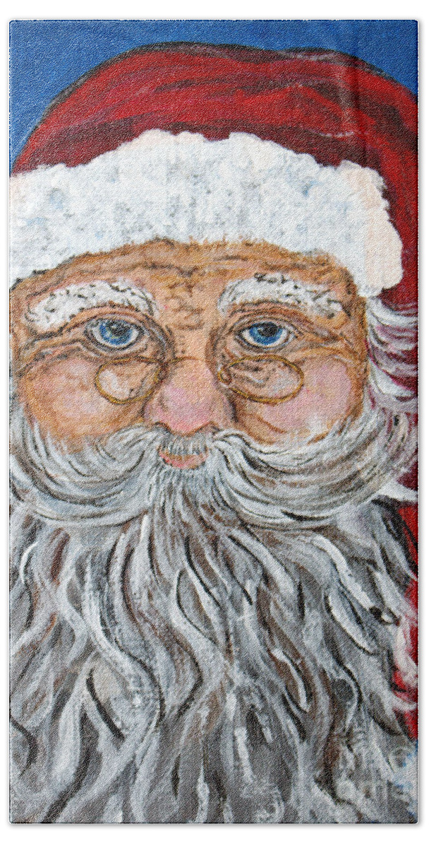 Christmas Beach Towel featuring the painting Santa Claus - Christmas art by Ella Kaye Dickey