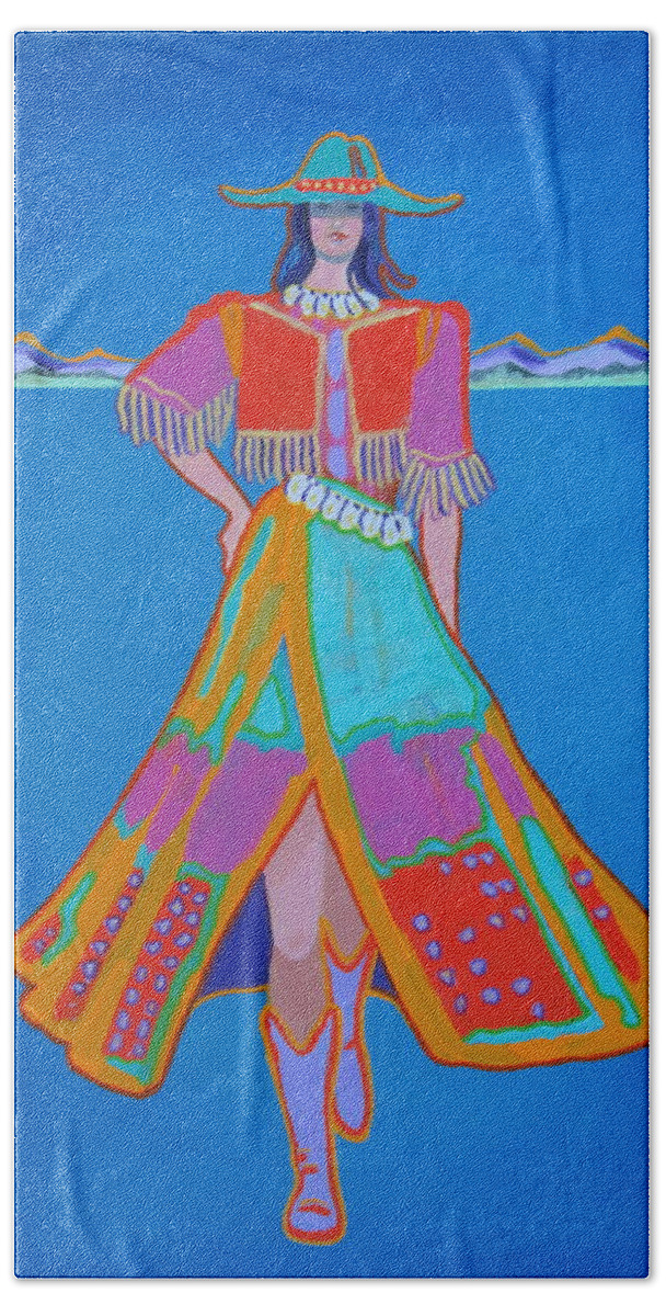 Woman Beach Sheet featuring the painting Santa Fe Girl by Adele Bower