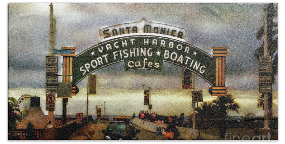 Santa Monica Beach Pier Photography Beach Towel featuring the photograph Santa Monica Beach Pier by Jerry Cowart