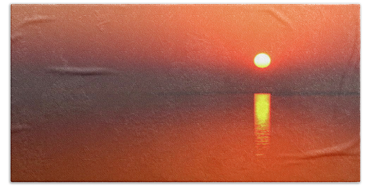20121103 Beach Sheet featuring the photograph Santa Rosa Sound Sunrise Minimalism Panoramic by Jeff at JSJ Photography