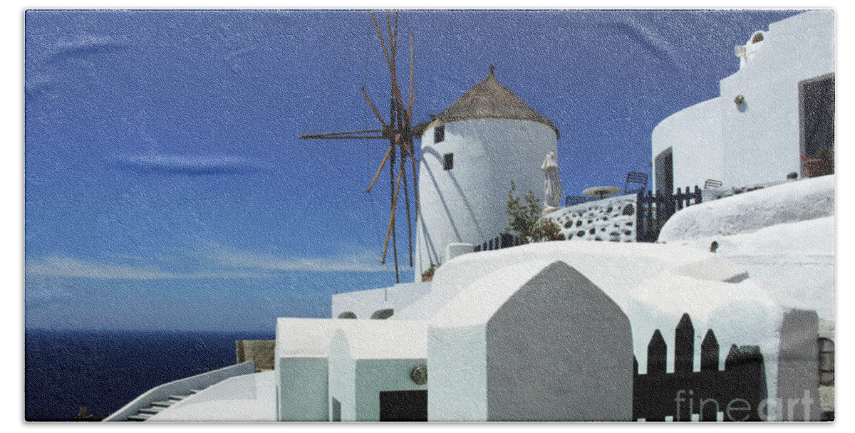 Greece Beach Towel featuring the photograph Santorini Greece Architectual Line 5 by Bob Christopher