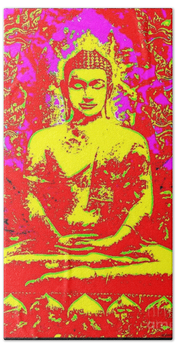 Buddha Beach Towel featuring the digital art Satorian Buddha I by Peter Ogden