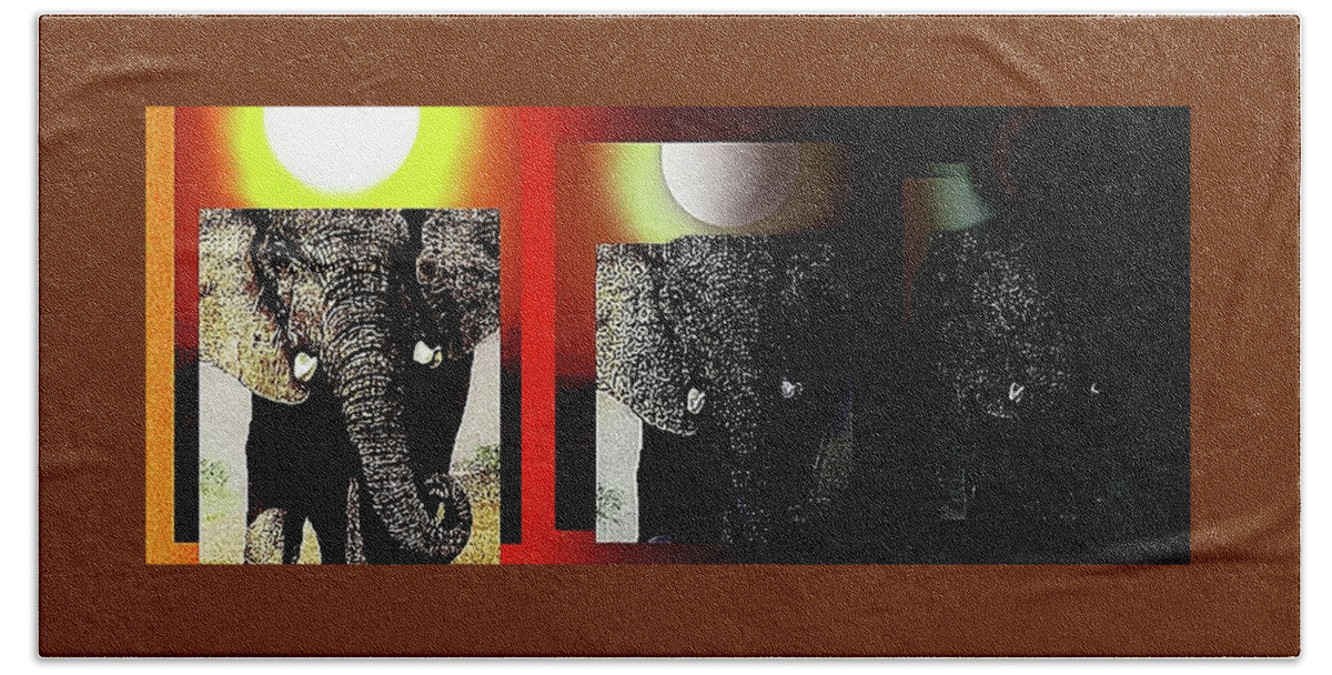 Elephant Beach Towel featuring the painting Save Our Precious Elephants by Hartmut Jager