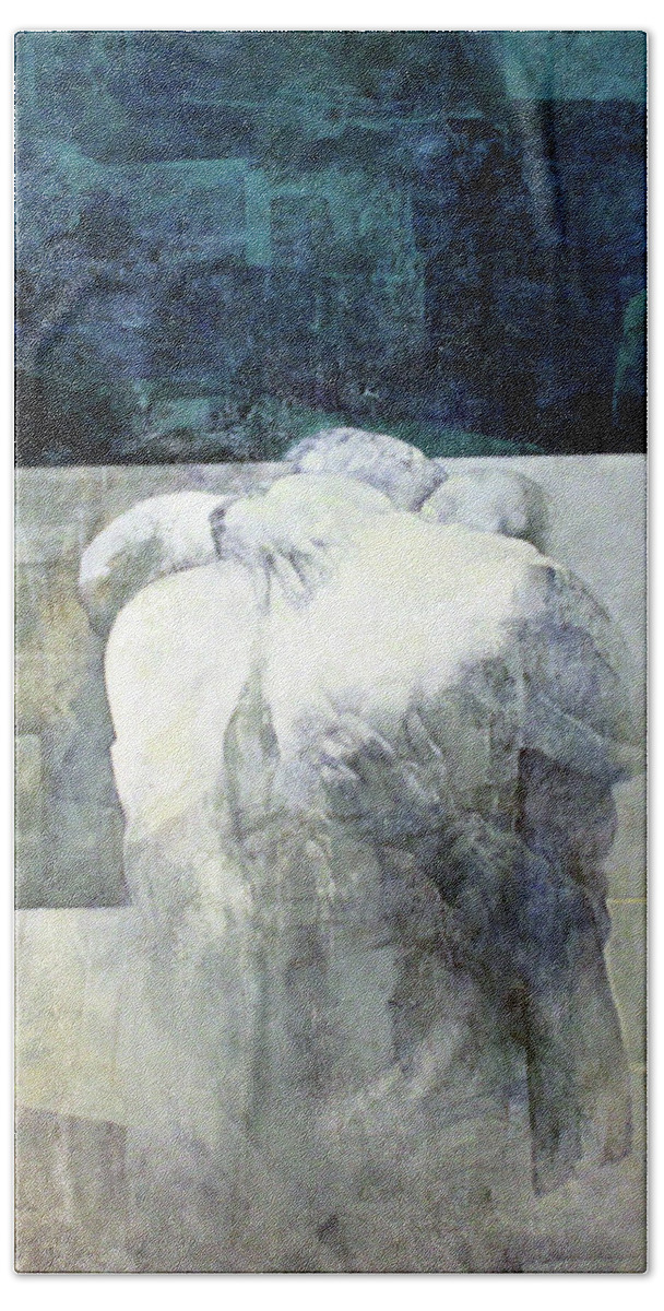 Goodbye Beach Towel featuring the painting Saying Goodbye by Munir Alawi