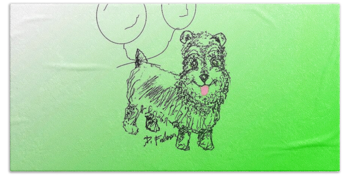 Dog Beach Towel featuring the drawing Schnauzer by Denise F Fulmer