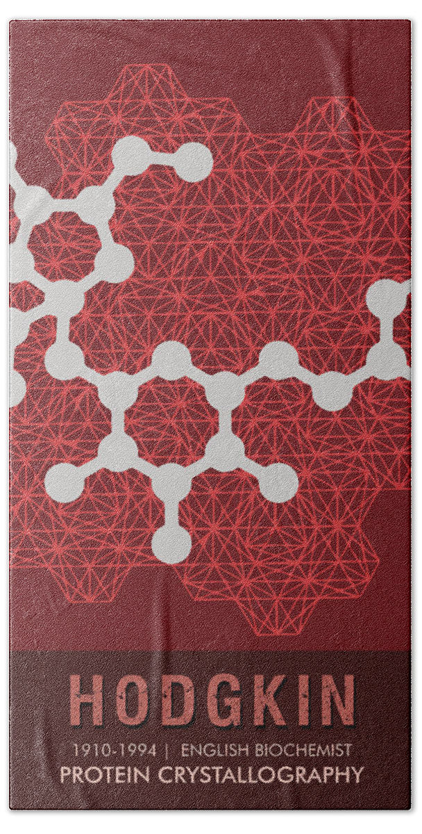 Hodgkin Beach Towel featuring the mixed media Science Posters - Dorothy Hodgkin - Biochemist by Studio Grafiikka