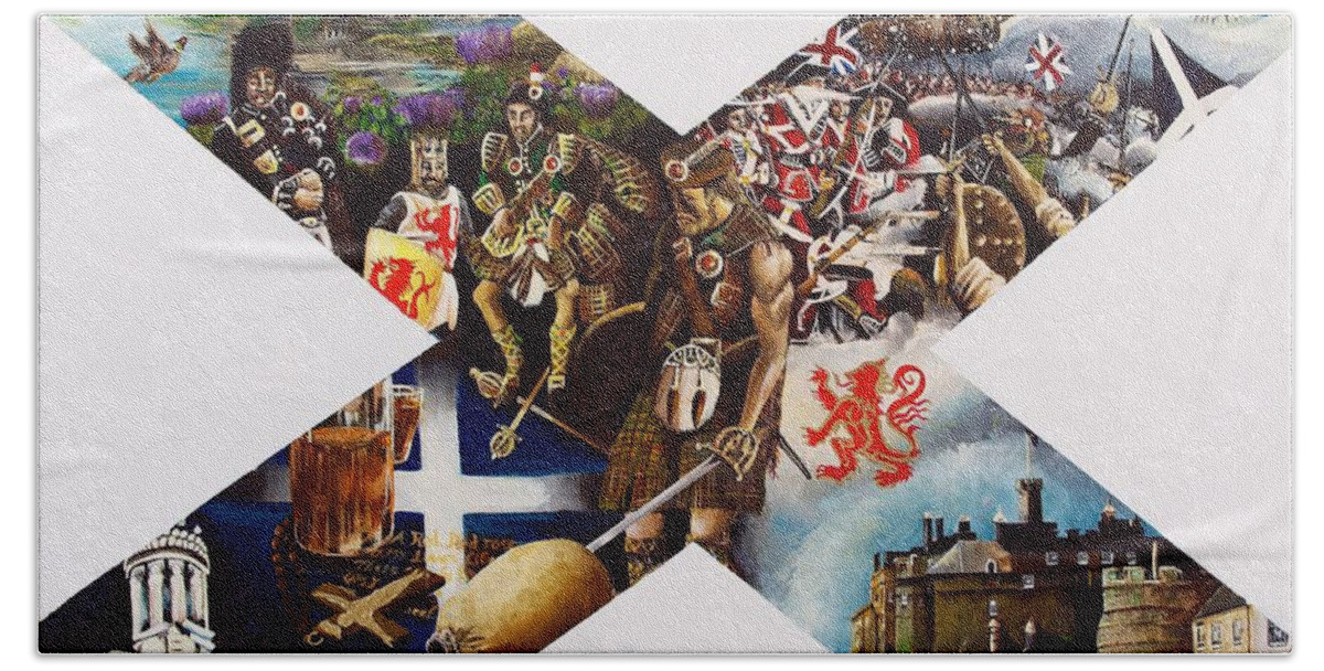 Armour Beach Towel featuring the painting Scotland the Brave by John Palliser