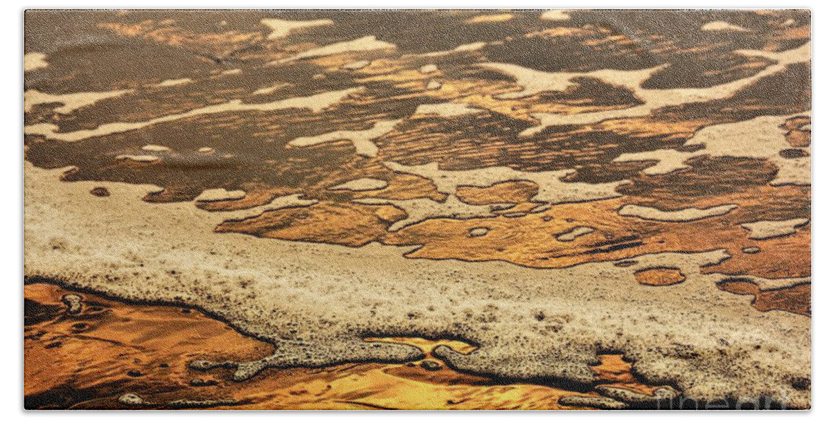 Abstract Beach Towel featuring the digital art Sea Foam Abstract by Jan Gelders
