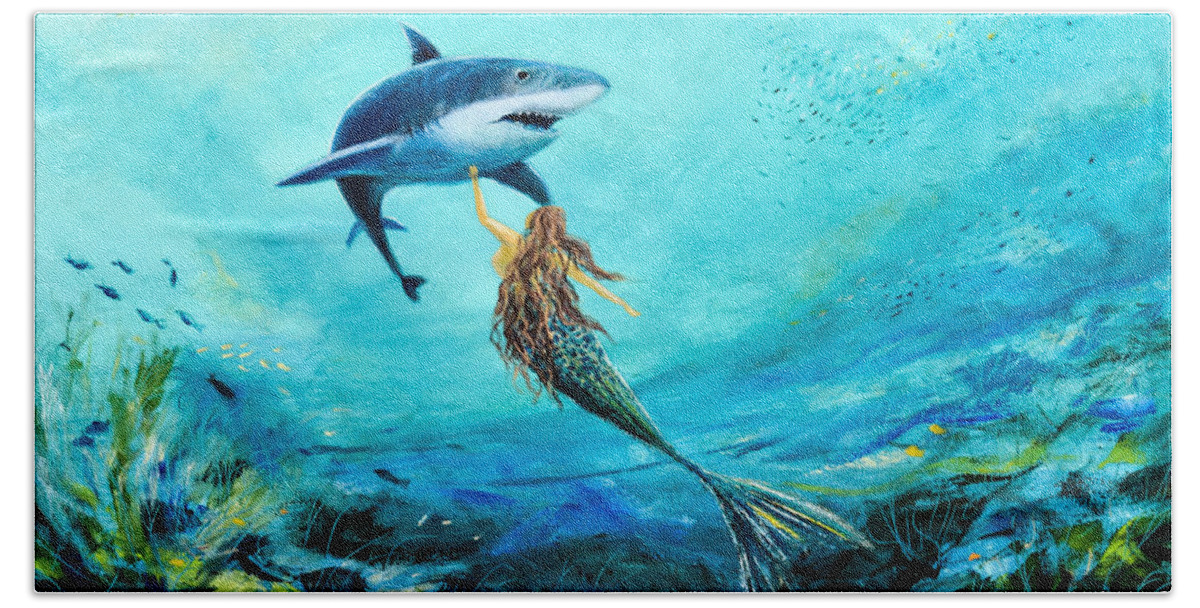 Mermaid Beach Towel featuring the painting Under the Sea #2 by Gina De Gorna