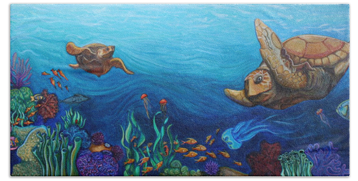 Sea Beach Towel featuring the painting Sea Life by Kate Fortin