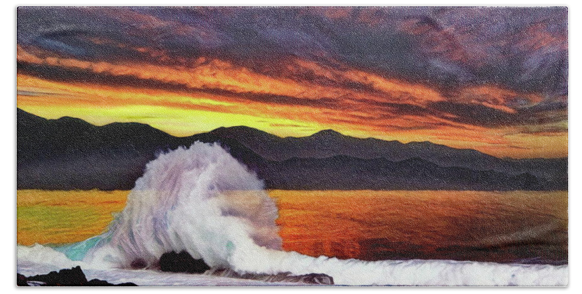 Mexico Beach Towel featuring the digital art Sea of Cortez Sunset by Russ Harris