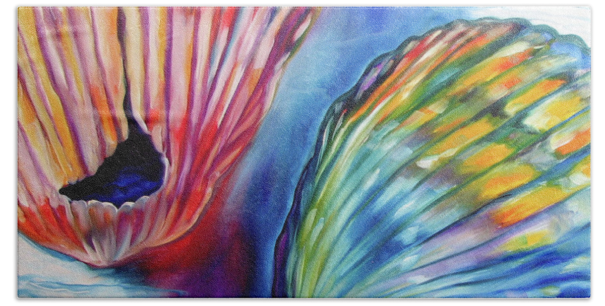 Sea Beach Sheet featuring the painting Sea Shell Abstract II by Marcia Baldwin