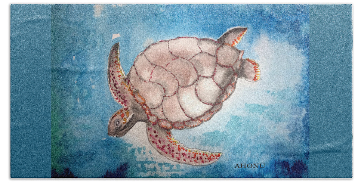 Sea Turtle Beach Towel featuring the painting Sea Turtle by AHONU Aingeal Rose