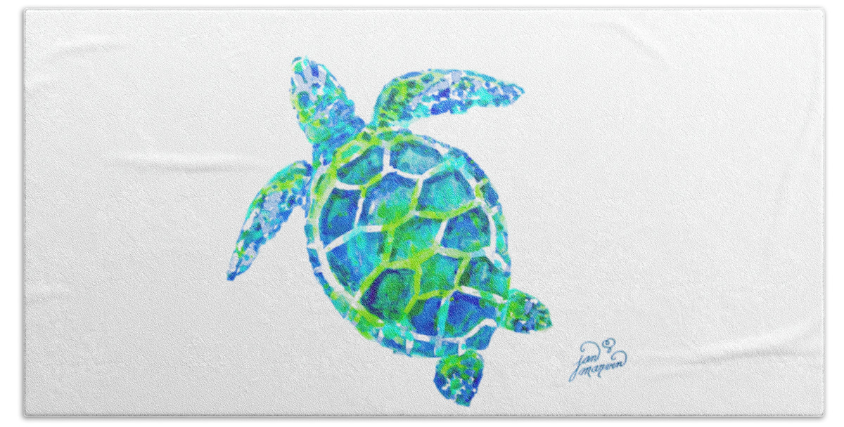 Sea Beach Towel featuring the painting Sea Turtle by Jan Marvin by Jan Marvin