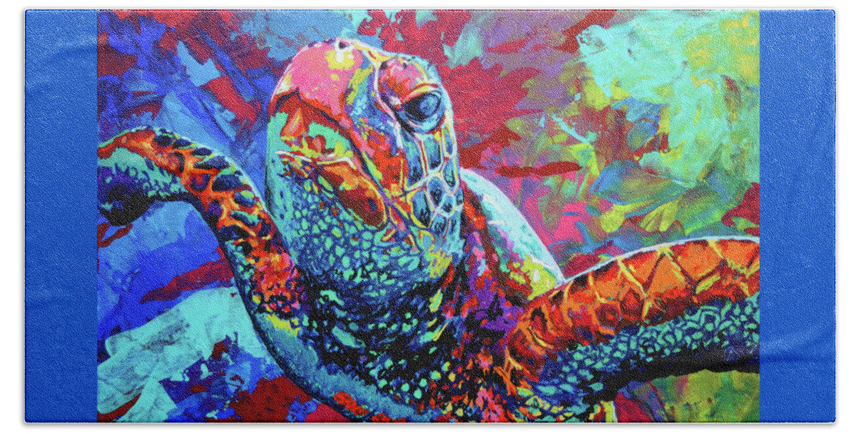 Sea Turtle Beach Towel featuring the painting Sea Turtle by Maria Arango