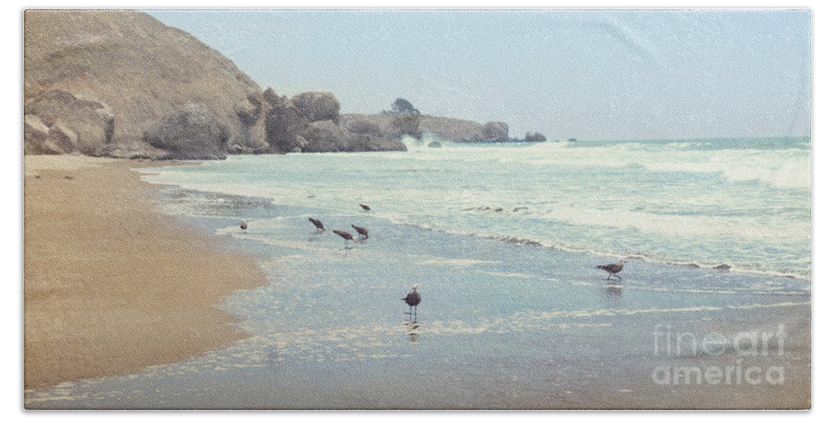 California Beach Towel featuring the photograph Seagulls in the surf by Cindy Garber Iverson