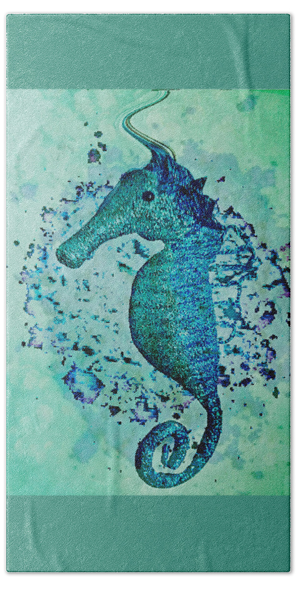 Seahorses Beach Towel featuring the digital art Seahorse Glitterati by Pamela Smale Williams