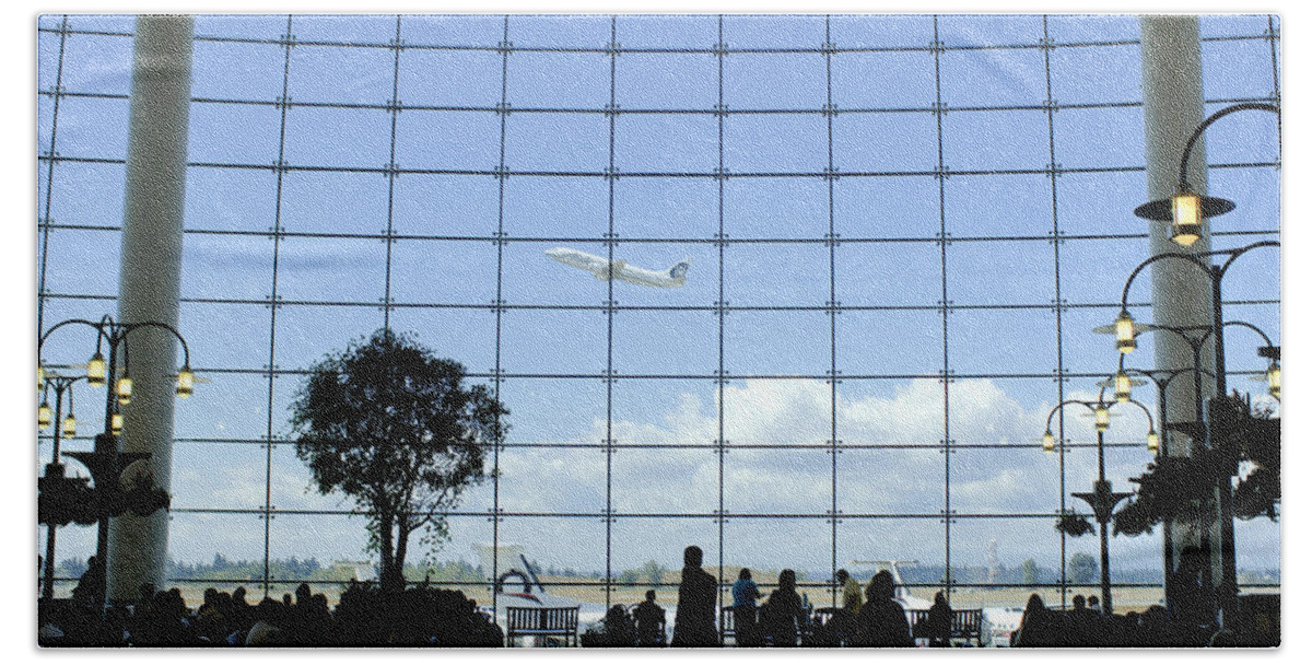 Aircraft Beach Towel featuring the photograph SEATAC airport K088 by Yoshiki Nakamura