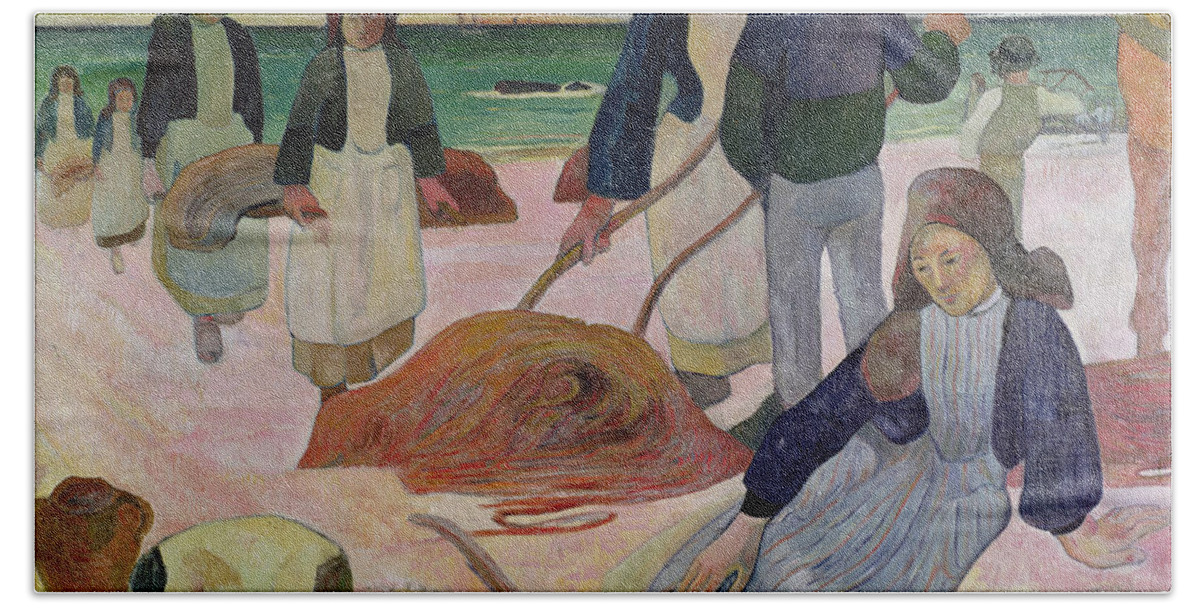 Seaweed Gatherers Beach Towel featuring the painting Seaweed Gatherers by Paul Gauguin