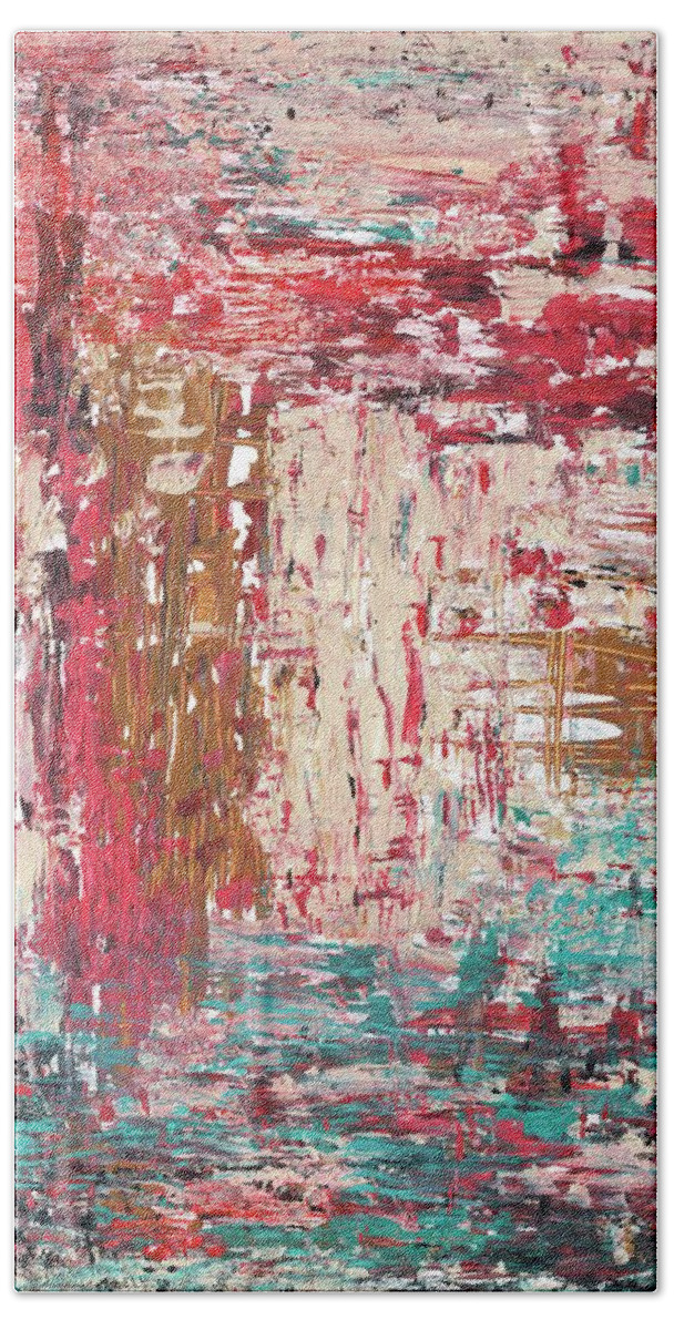 Abstract Beach Sheet featuring the painting Secret Door by Angela Bushman