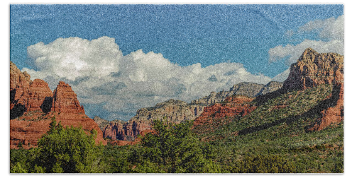 Red Beach Towel featuring the photograph Sedona Panoramic II by Bill Gallagher