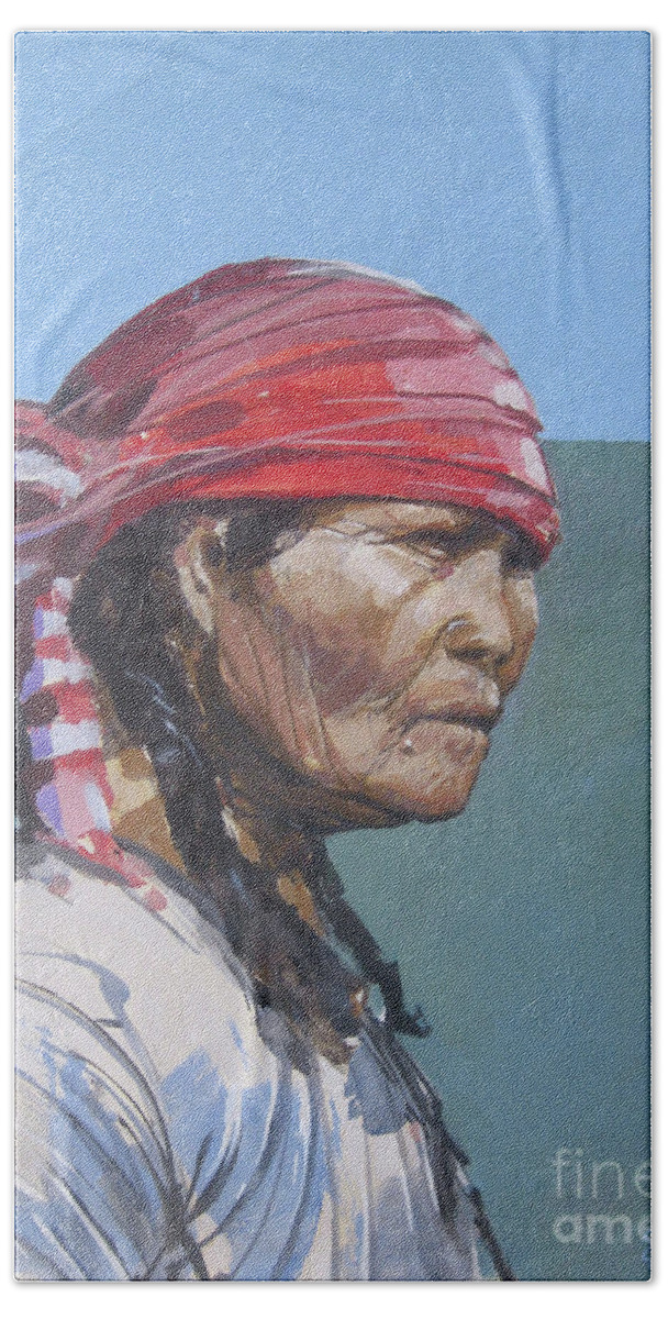 Seminole Indian Beach Sheet featuring the painting Seminole 1987 by Bob George