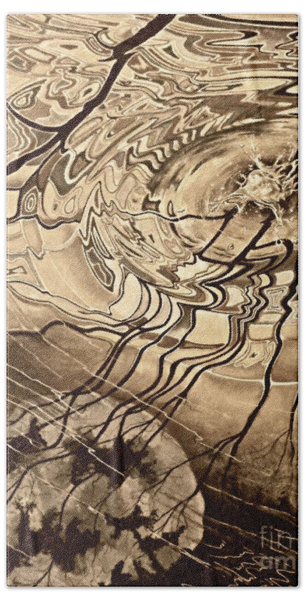 Water Beach Towel featuring the drawing Sepia Ripples by David Neace