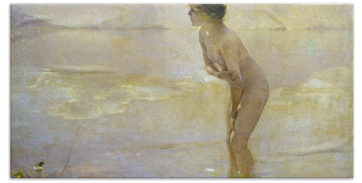 Paul Emile Chabas Beach Towel featuring the painting September Morn by Paul Emile Chabas