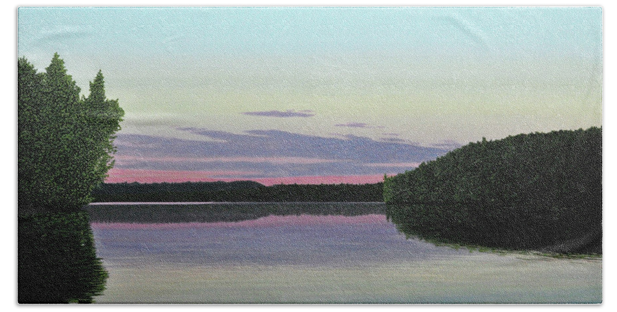 Landscape Beach Sheet featuring the painting Serenity Skies by Kenneth M Kirsch