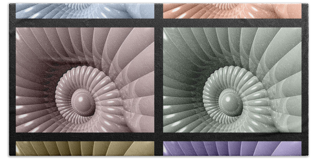 Graphic Design Beach Towel featuring the digital art Series of Sea Shells by Phil Perkins