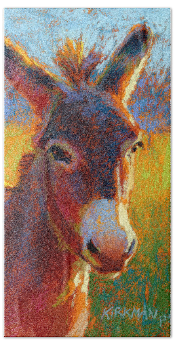 Donkey Beach Towel featuring the pastel Serrano by Rita Kirkman