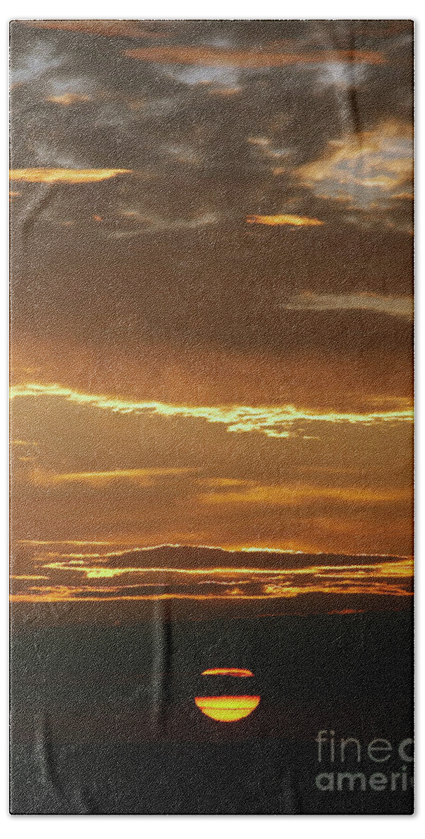 Sunset Beach Towel featuring the photograph Setting Sun On The Horizon by Michal Boubin