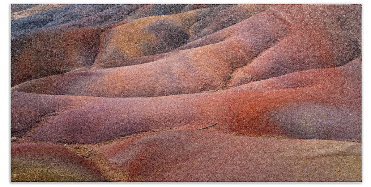 Mauritius Beach Sheet featuring the photograph Seven Colored Earth in Chamarel 8. Series Earth Bodyscapes. Mauritius by Jenny Rainbow