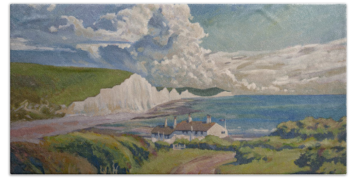 Seven Sisters Beach Towel featuring the painting Seven Sisters by Nop Briex