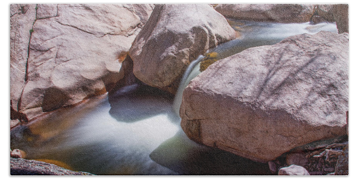 Slow Beach Towel featuring the photograph Shadows of a Creek by James BO Insogna