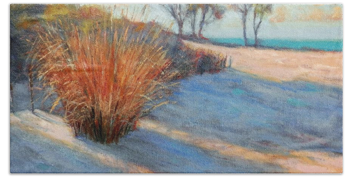 Impressionist Beach Towel featuring the painting Shadows on the Sand by Michael Camp