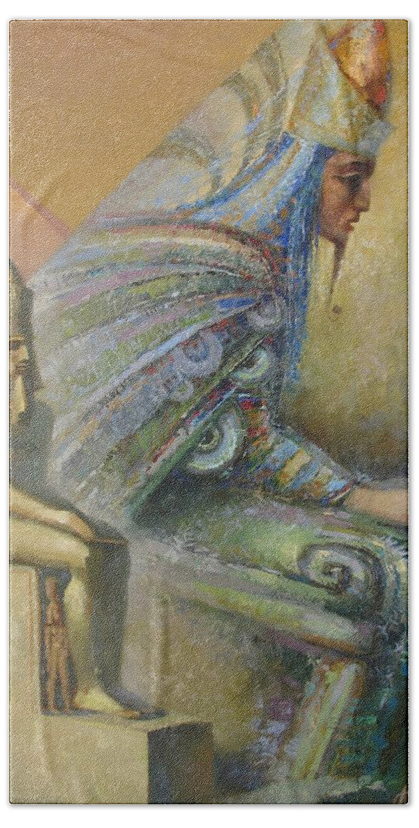 Egyptian God Beach Towel featuring the painting Shadows by Valentina Kondrashova