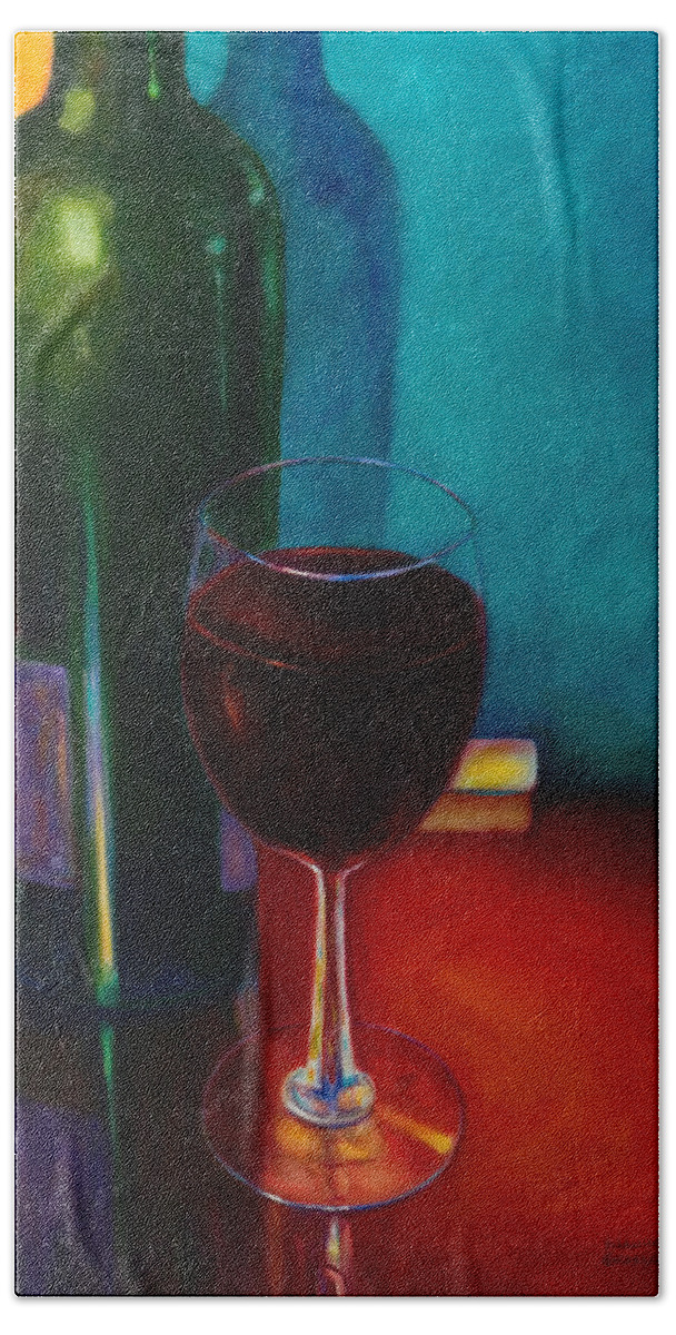 Wine Bottle Beach Sheet featuring the painting Shannon's Red by Shannon Grissom