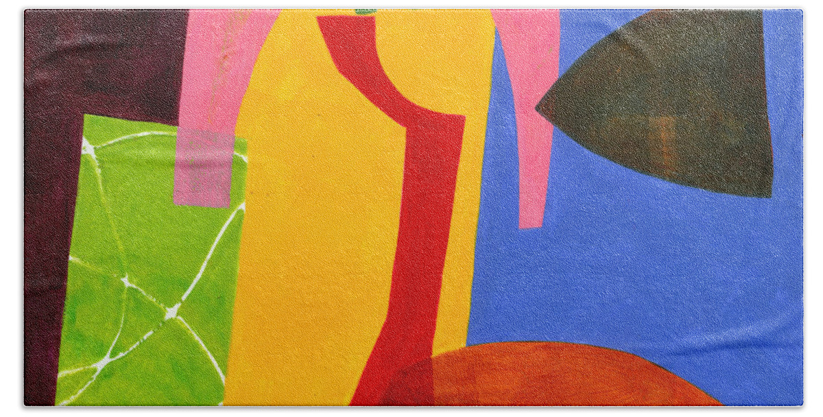 Jane Davies Beach Towel featuring the painting Shapes 4 by Jane Davies