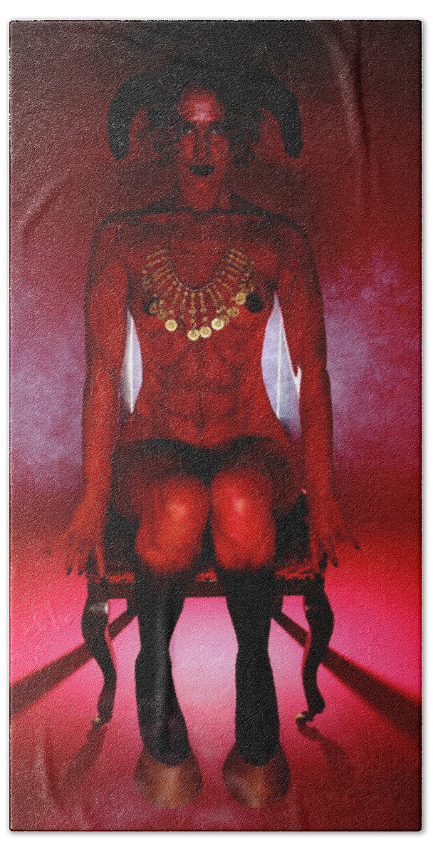 Red Beach Towel featuring the photograph She-Devil by Nicky and the Firmins