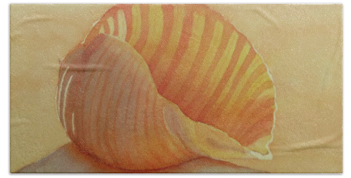 Seashells Beach Towel featuring the painting Shells 6 by Judy Mercer