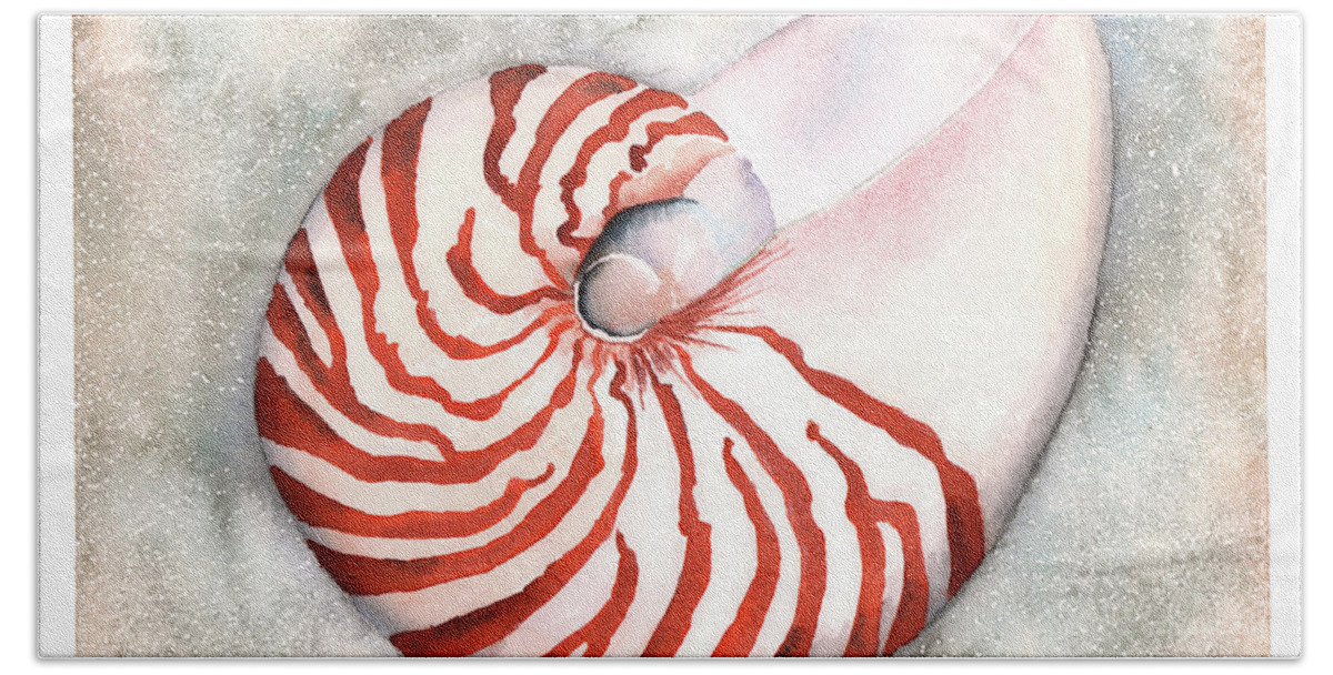 Nautilus Beach Towel featuring the painting Shimmering Nautilus by Hilda Wagner