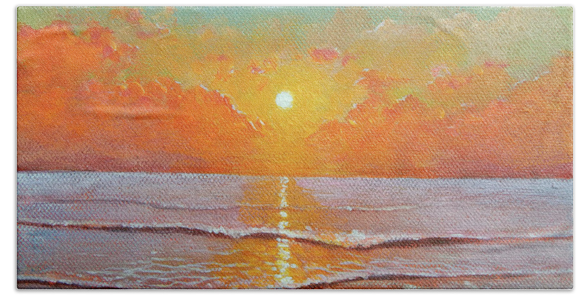 Sun Beach Towel featuring the painting Shine Silently by Arie Van der Wijst