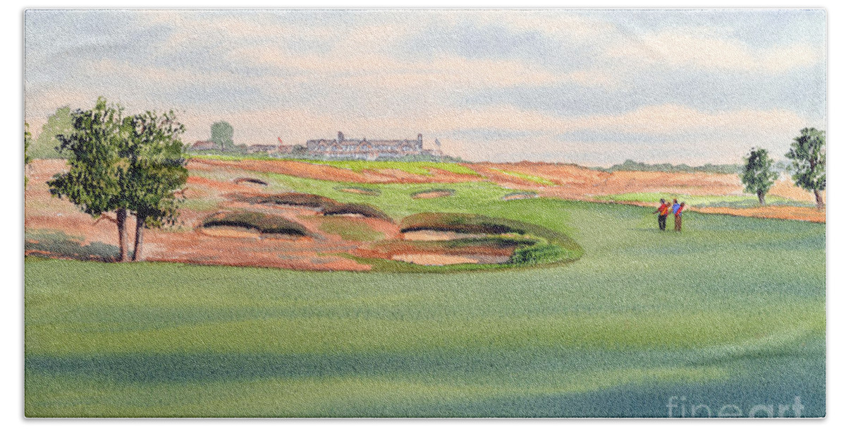 Shinnecock Hills Golf Course Beach Towel featuring the painting Shinnecock Hills Golf Course by Bill Holkham