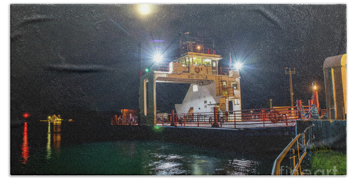 Ship Beach Towel featuring the photograph Ship Sugar Islander II In Da Moonlight -0937 by Norris Seward