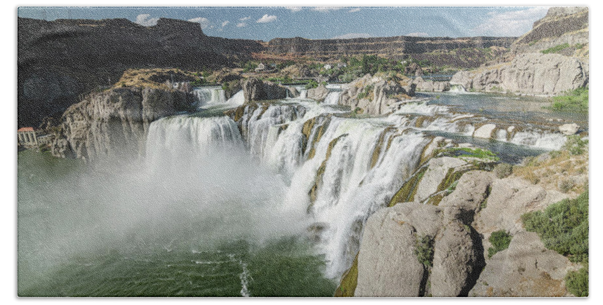 Waterfall Beach Towel featuring the photograph Shoshone Falls by Margaret Pitcher