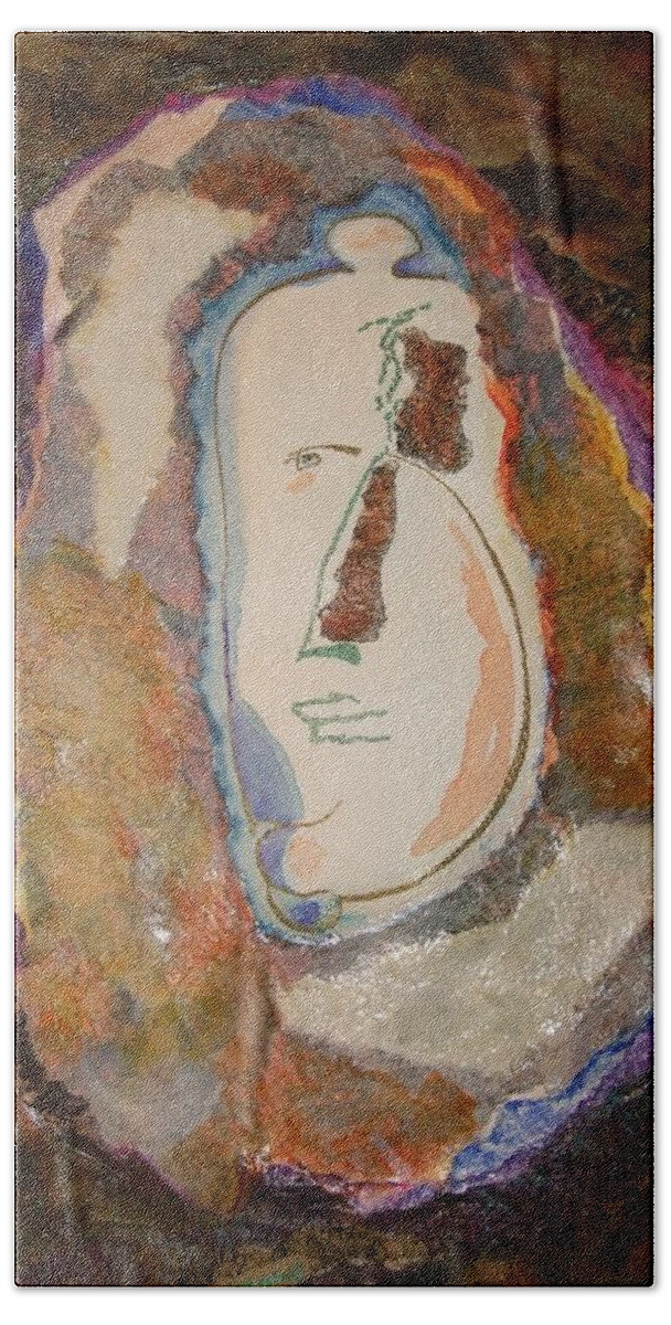 Contemporary Face Beach Towel featuring the painting Showerman by Kim Shuckhart Gunns