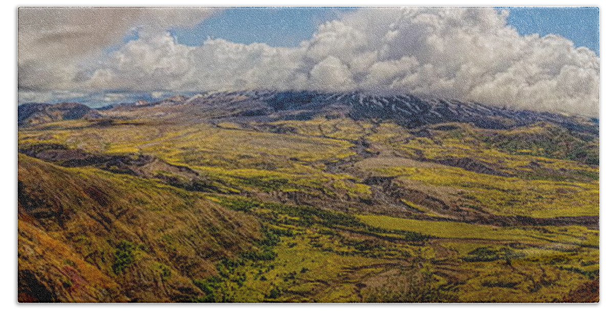 Pacific Northwest Beach Towel featuring the photograph Shrouded Mount St. Helen Panoramic by Dale Kauzlaric