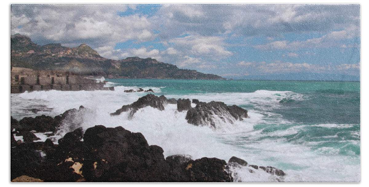 Sicilian Stormy Sky Beach Sheet featuring the photograph Sicilian Stormy Sound by Silva Wischeropp